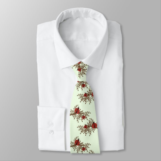 Mint Funny Ladybug Couple for man Tie (Tied)