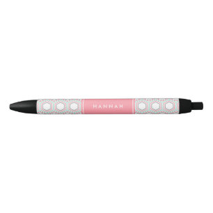 Mint Geometric Pattern Monogram Black Ink Pen