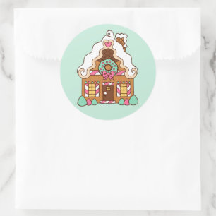 Mint Gingerbread House Stickers
