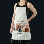 Mint Gingham Collage Photo Grandma's Angels Apron<br><div class="desc">Grandma's angels.  Mint gingham background.  3 photo collage.</div>
