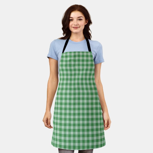 Mint Gingham Stripes Apron (Worn)
