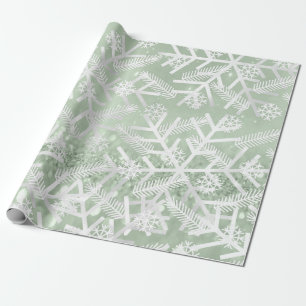 Mint Glam Glitter Christmas Holidays Snowflake Joy Wrapping Paper