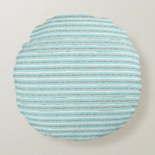 Mint Glitter Effect Stripe Pattern Round Pillow