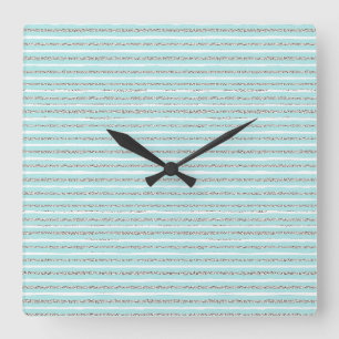 Mint Glitter Effect Stripe Pattern  Square Wall Clock