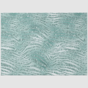 Mint Glitter Glitzy Sparkle Zebra Print Tissue Paper