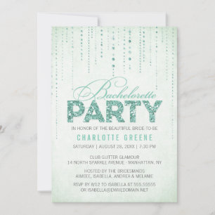 Mint Glitter Look Bachelorette Party Invitation