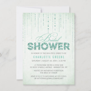 Mint Glitter Look Bridal Shower -4.5" x 6.25" Invitation