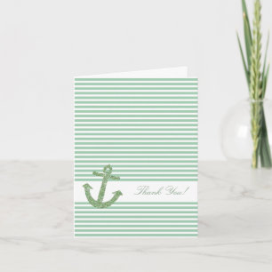 Mint Glitter Nautical Anchor Thank You