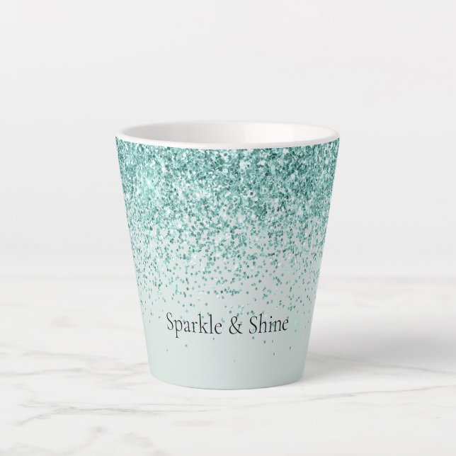 Mint Glitter Sparkle Latte Mug (Front)