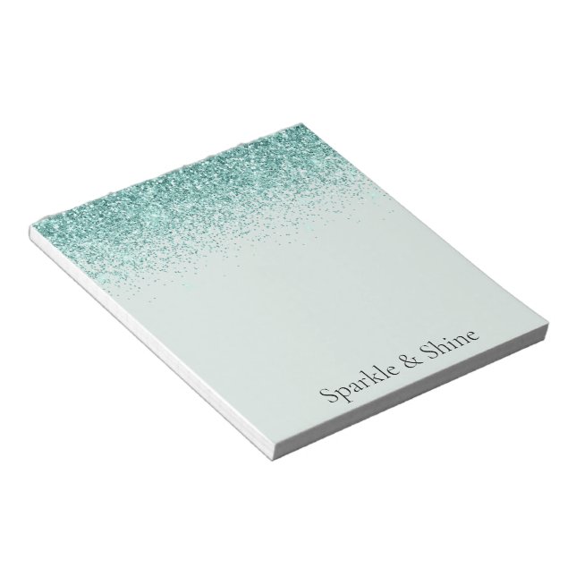 Mint Glitter Sparkle Notepad (Angled)