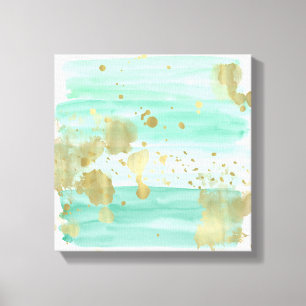 Mint Gold Abstract Canvas Print