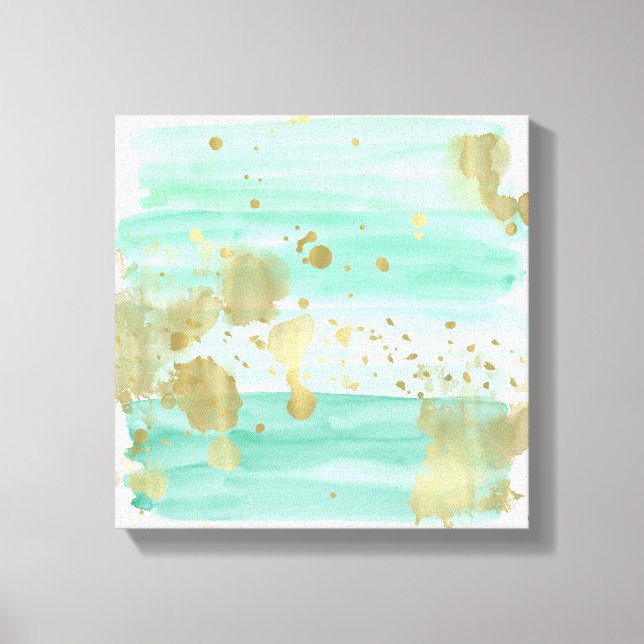 Mint Gold Abstract Canvas Print (Front)
