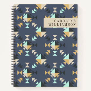 Mint Gold and Black Geometric Shapes Personalized Notebook