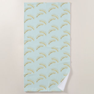 Mint Gold Eyelashes Beach Towel