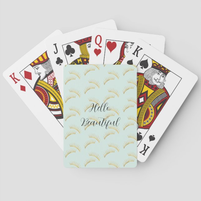 Mint Gold Eyelashes Playing Cards (Back)