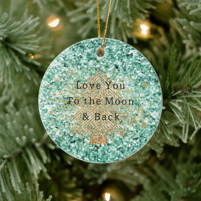 Mint Gold Glitter Christmas Tree  Ceramic Ornament (Tree)
