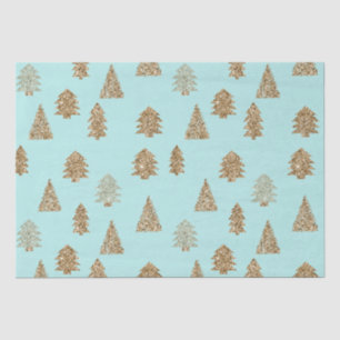 Mint Gold Glitter Christmas Trees Tissue Paper
