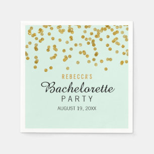 Mint Gold Glitter confetti Bachelorette Napkins