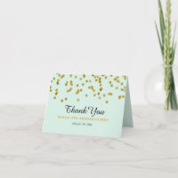 Mint Gold Glitter confetti Bachelorette Thank You
