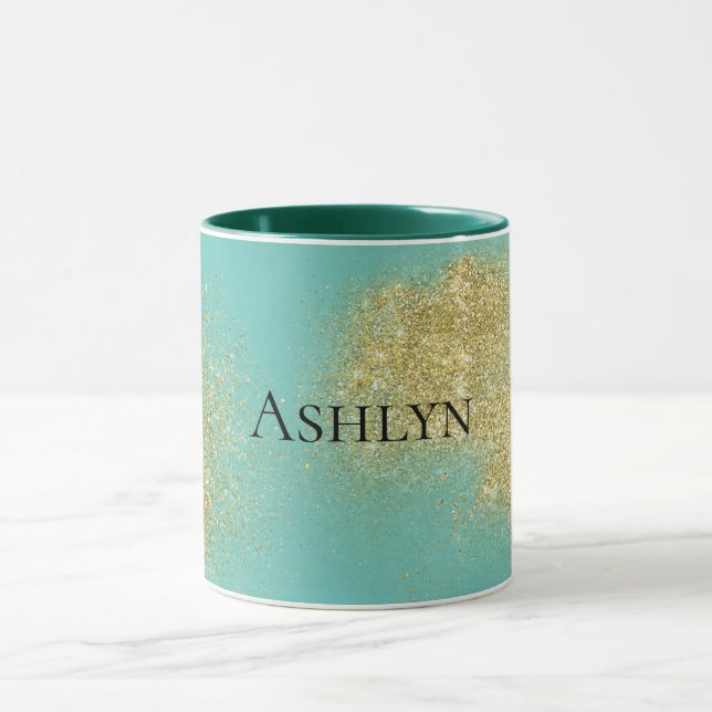 Mint Gold Glitzy Glitter   Mug (Center)
