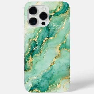 Mint & Gold Marble Luxury iPhone 15 Pro Max Case