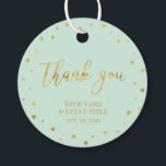 Mint & Gold | Modern Birthday Favour Thank you Favour Tags<br><div class="desc">This modern custom thank you sticker will add stylish detail to your special day. This design features gold lettering " Thank you " and confetti on a  mint background. Matching birthday party invitations and stationeries are available in my shop BaraBomDesign.</div>