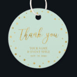 Mint & Gold | Modern Birthday Favour Thank you Tags<br><div class="desc">This modern custom thank you sticker will add stylish detail to your special day. This design features gold lettering " Thank you " and confetti on a  mint background. Matching birthday party invitations and stationeries are available in my shop BaraBomDesign.</div>