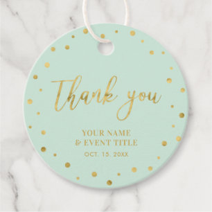 Mint & Gold   Modern Birthday Favour Thank you Tags