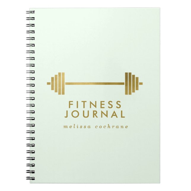 Mint & Gold Personalized Fitness Journal (Front)