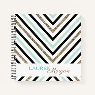 Mint Gold Personalized Spiral Notebook