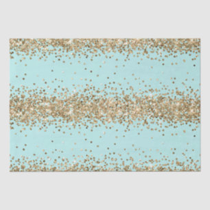 Mint Gold Sparkle Glitter  Tissue Paper