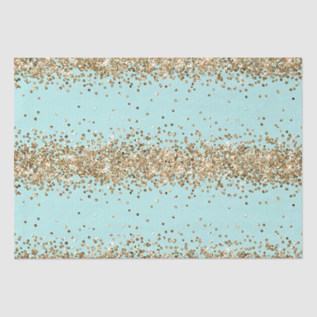 Mint Gold Sparkle Glitter  Tissue Paper (Front)