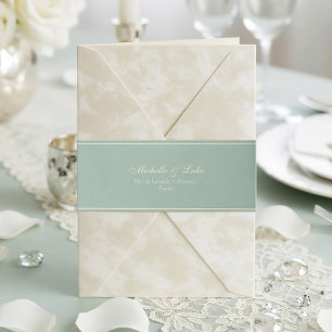Mint Gold Velvet Wedding Invitation Belly Band