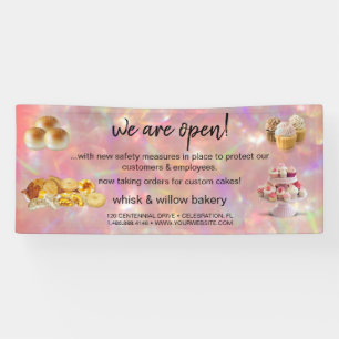 Mint & Gold Whisk Bakery Business Reopening  Banner