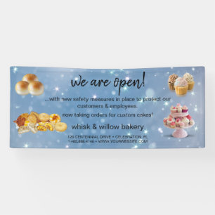 Mint & Gold Whisk Bakery Business Reopening grey Banner