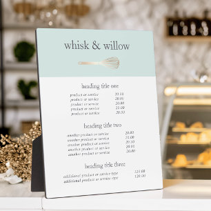 Mint & Gold Whisk   Bakery Menu or Price List Plaque