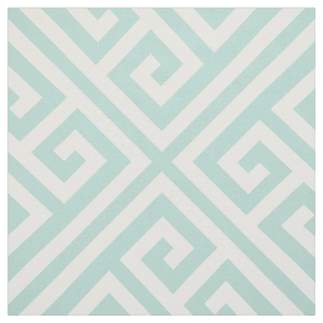 Mint Greek Key Large Scale Fabric (Swatch)