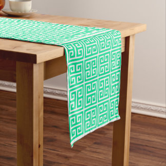 Mint Greek Key Short Table Runner