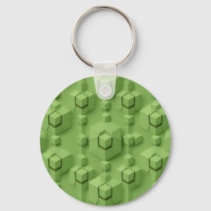 Mint Green 3D Isometric Cube Pattern Keychain