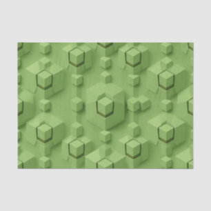 Mint Green 3D Isometric Cube Pattern Tissue Paper