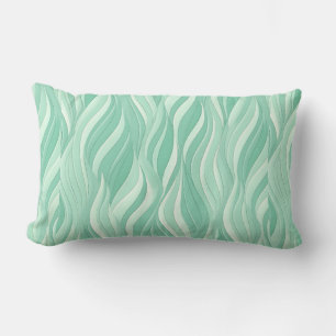 Mint Green Abstract Waves Lumbar Pillow