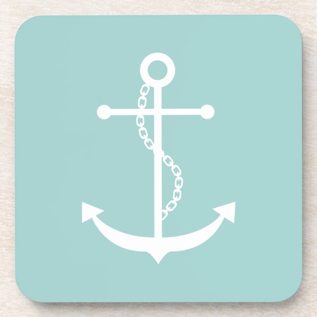 Mint Green Anchor Coaster (Front)
