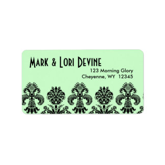 Mint green and black pattern designer labels