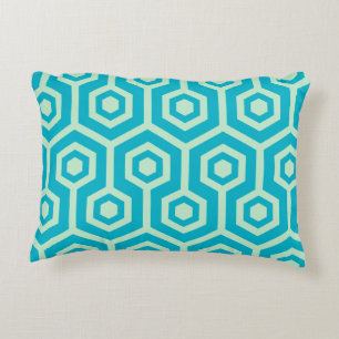 Mint-Green And Blue Geometric Pattern Decorative Pillow