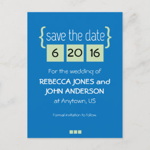 Mint green and blue Save the Date postcard