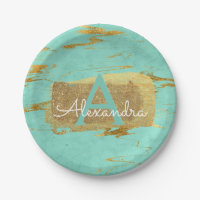 Mint Green and Gold Foil Elegant Marble Birthday
