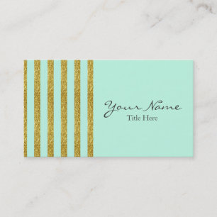 Mint Green and Gold Glitter Business Card