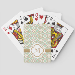 Mint Green and Gold Playing Cards