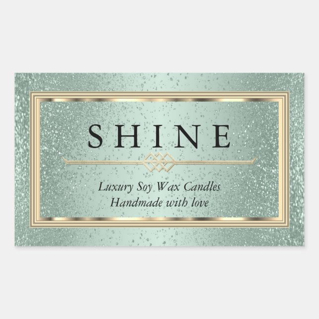 Mint Green and Gold  Rectangular Sticker (Front)