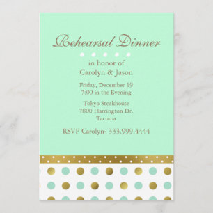 Mint Green and Gold Rehearsal Dinner Invitation